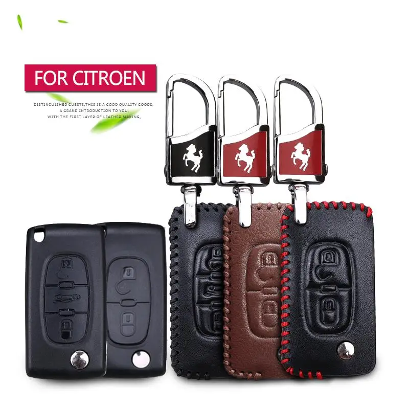 KUKAKEY чехол для автомобильного ключа из натуральной кожи Citroen C2 C3 C4 Picasso Xsara C5 C6 C8 с