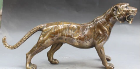 

RHS0070 18" Chinese Bronze Fengshui Folk Zodiac Year Feral Ferocious Tiger Animal Statue