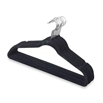

Jetdio Black Velvet Hangers, Flocked Hangers - Space Saving, Non-slip Padded with Notched Shoulders (24pcs/Lot)