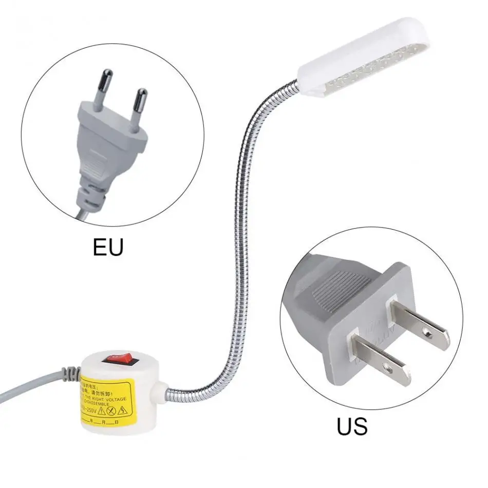 12 LED Магнитный рабочий свет AC 110 250V швейная машина гибкая USB лампа для швейной