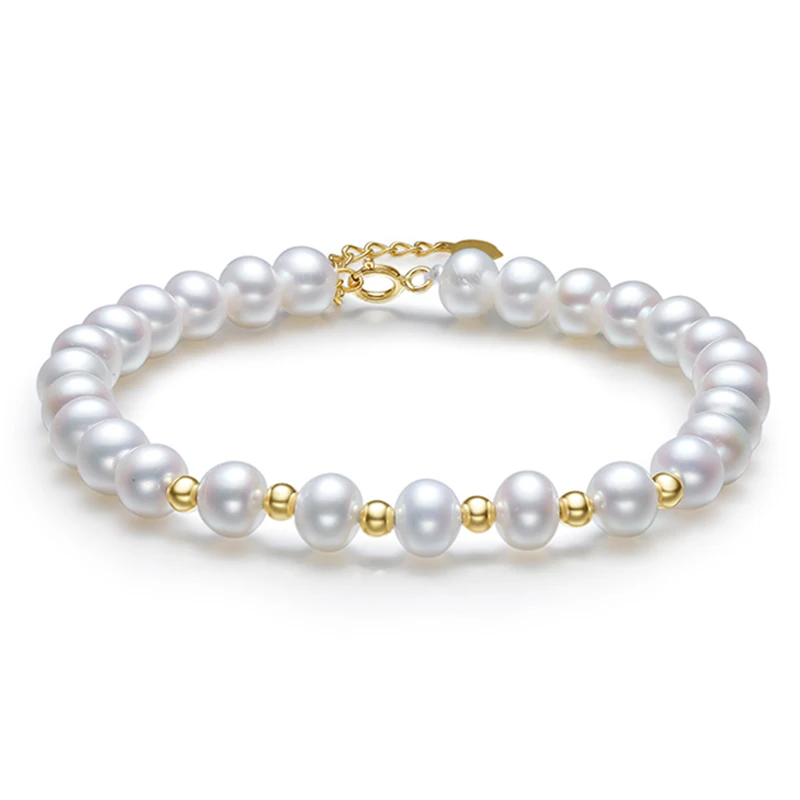 18k gold beads and pearls strands bracelets (9)