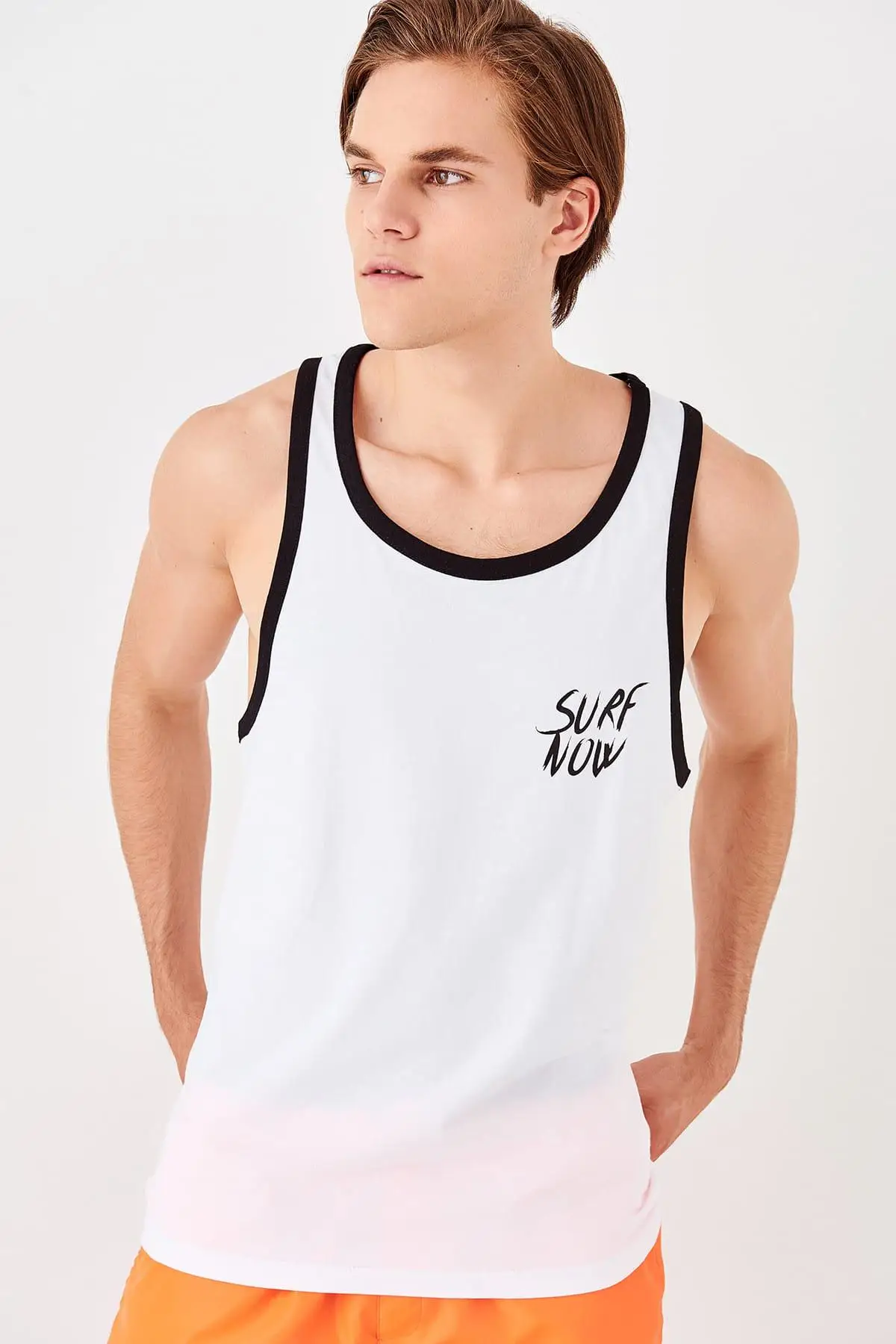 

Trendyol White Men 'S Cotton Printed New Undershirt TMNSS19TX0064