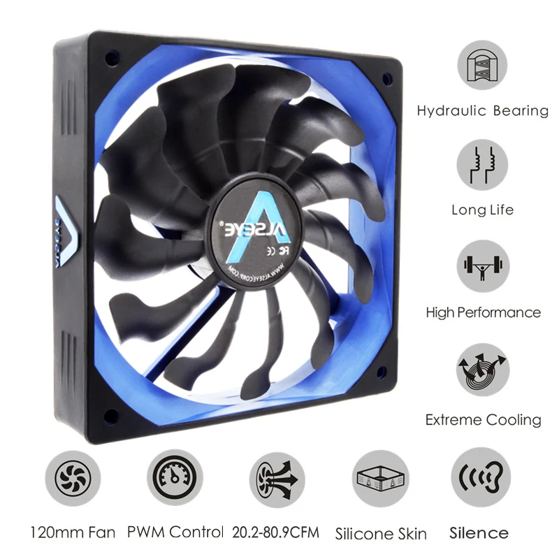 Günstig ALSEYE Computer Fan Kühler PWM 4pin 120mm PC Fan für CPU Kühler Kühler PC Fall, 12 V 500 2000 RPM Stille Kühlung Fans