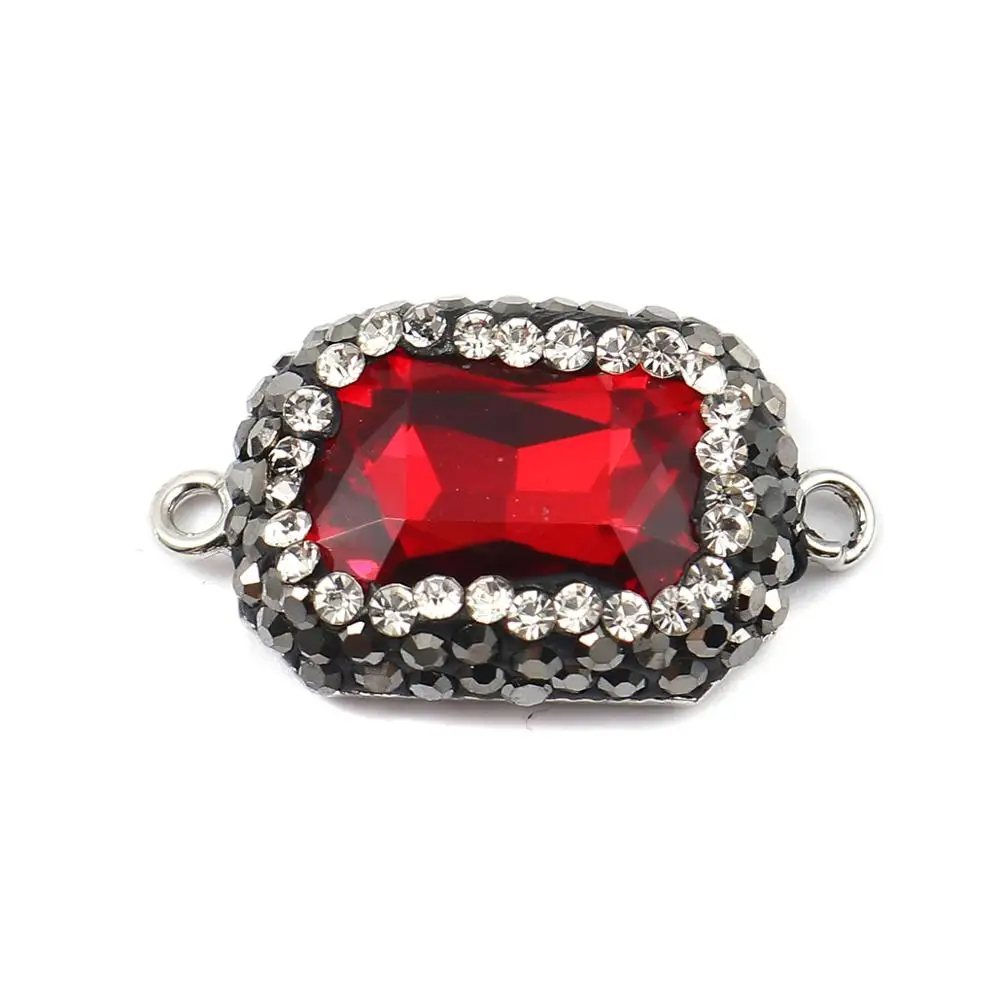 

DoreenBeads Copper & Glass Connectors Rectangle Clear Faceted Multicolor Rhinestone Jewelry Accessories Findings 26*15mm, 2 PCs