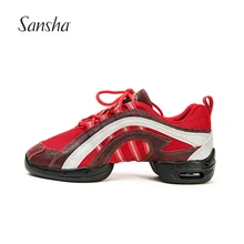 Sansha/танцевальные кроссовки из сетчатой кожи, верх из ПУ кожи, подошва с воздушной подушкой, низкая танцевальная обувь для женщин, девушек, мужчин, Современная танцевальная обувь P45M