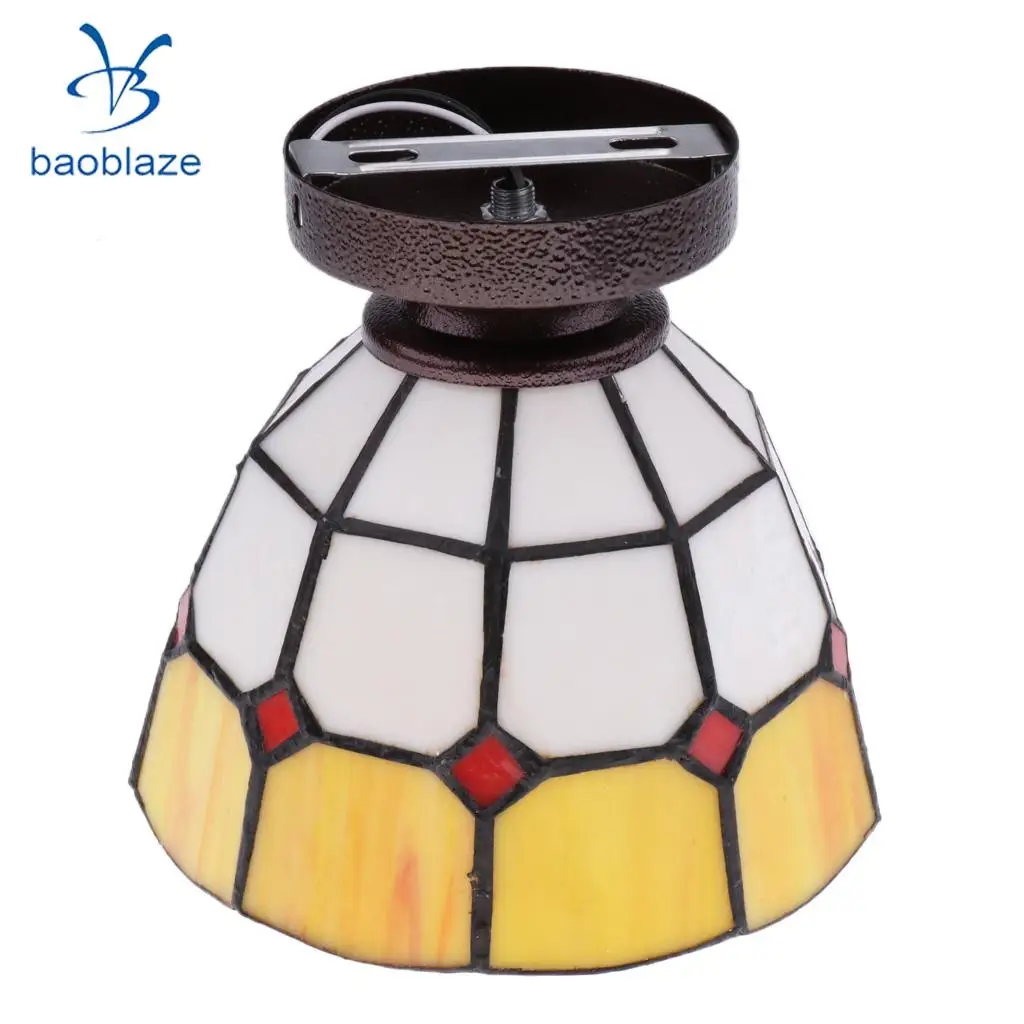 E27 Glass Mediterranean Style Body Surface Flush Mount Ceiling Light Lampshade Bulb Cover 110-220V