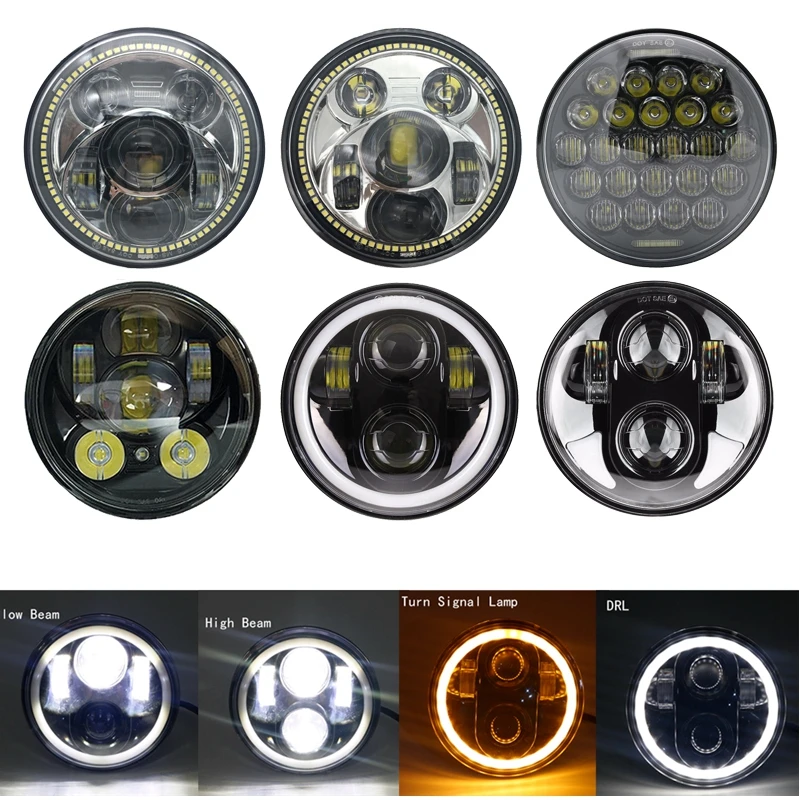 

Fit for motor Sportster, Iron 883, Dyna, 5.75 INCH FXDB 40w 5-3/4 5.75 '' inch black Projector LED Headlight Bulbs