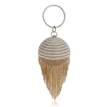 

Beaded Women Evening Bag Metal Diamonds Purse Small Day Clutch Chain Shoulder Crystal Handbags For Party Wedding YM1043