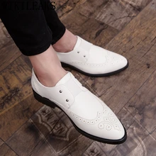 Белые свадебные туфли для мужчин; итальянская Брендовая обувь с перфорацией типа «броги»; Мужская официальная обувь коричневого цвета; coiffeur; дизайнерская обувь; элегантная мужская обувь; buty meskie