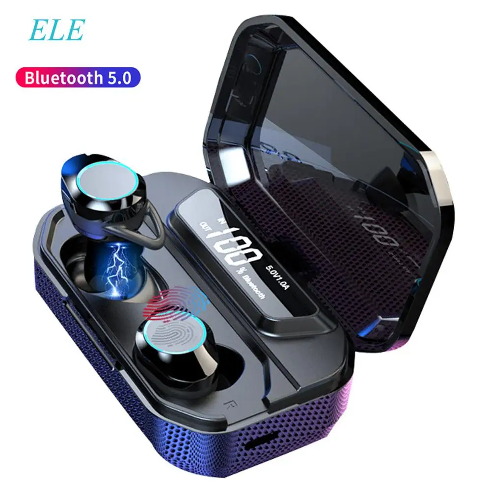 TWS 5.0 Bluetooth 6D Stereo Earphone Wireless Earphones IPX7 Waterproof Earphones 3300mAh LED Smart Power Bank Phone Holder