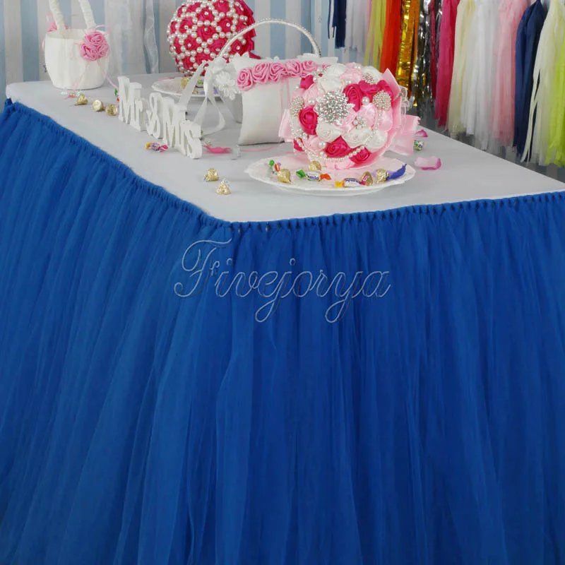 Ярко-Синий Тюль Туту Юбка для стола Тюлевая юбка-пачка 100 см x 80 см для вечерние детского дня рождения Декорации для свадьбы