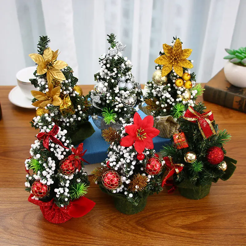 Mini 20cm Christmas Tree Decor Table Desk Decor Small Party Xmas Ornaments Gift
