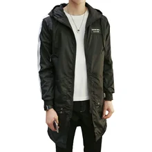 Весенний Мужской плащ, длинное тонкое корейское Мужское пальто с капюшоном, модная уличная одежда в стиле панк, мужские ветровки 6F002