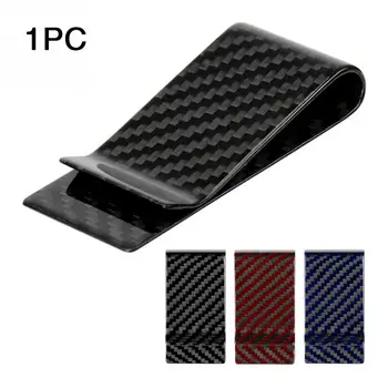 

New Simple Carbon Fiber Men Women Cash Holder Money Clip Wallets Portable Card Money Storage