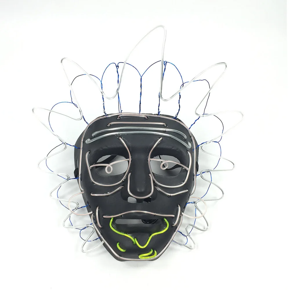 

Halloween Rick and Morty EL mask luminous Led Makeup Dance Party Fluorescent Props
