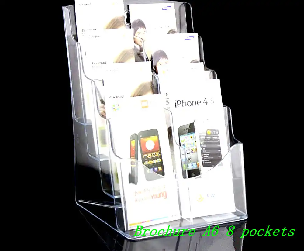 By Express Clear Eight A6 Pockets Plastic Acrylic Brochure