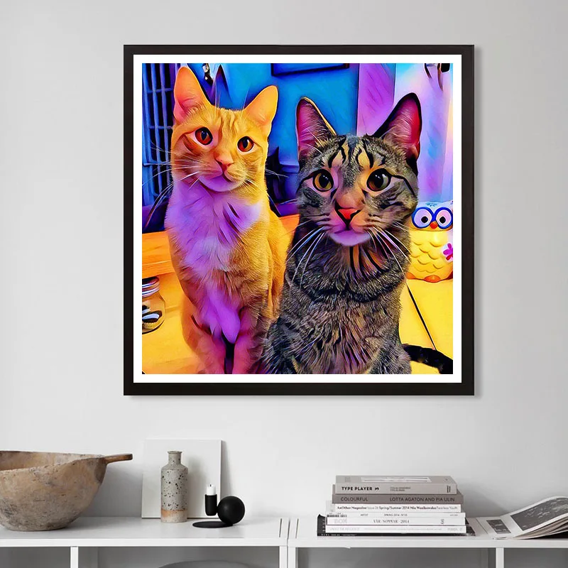 

5D Diamond Painting Pet Cat Diamond Embroidery Animal Cross Stitch Mosaic Needlework Home Decor Round drill Children's Gift