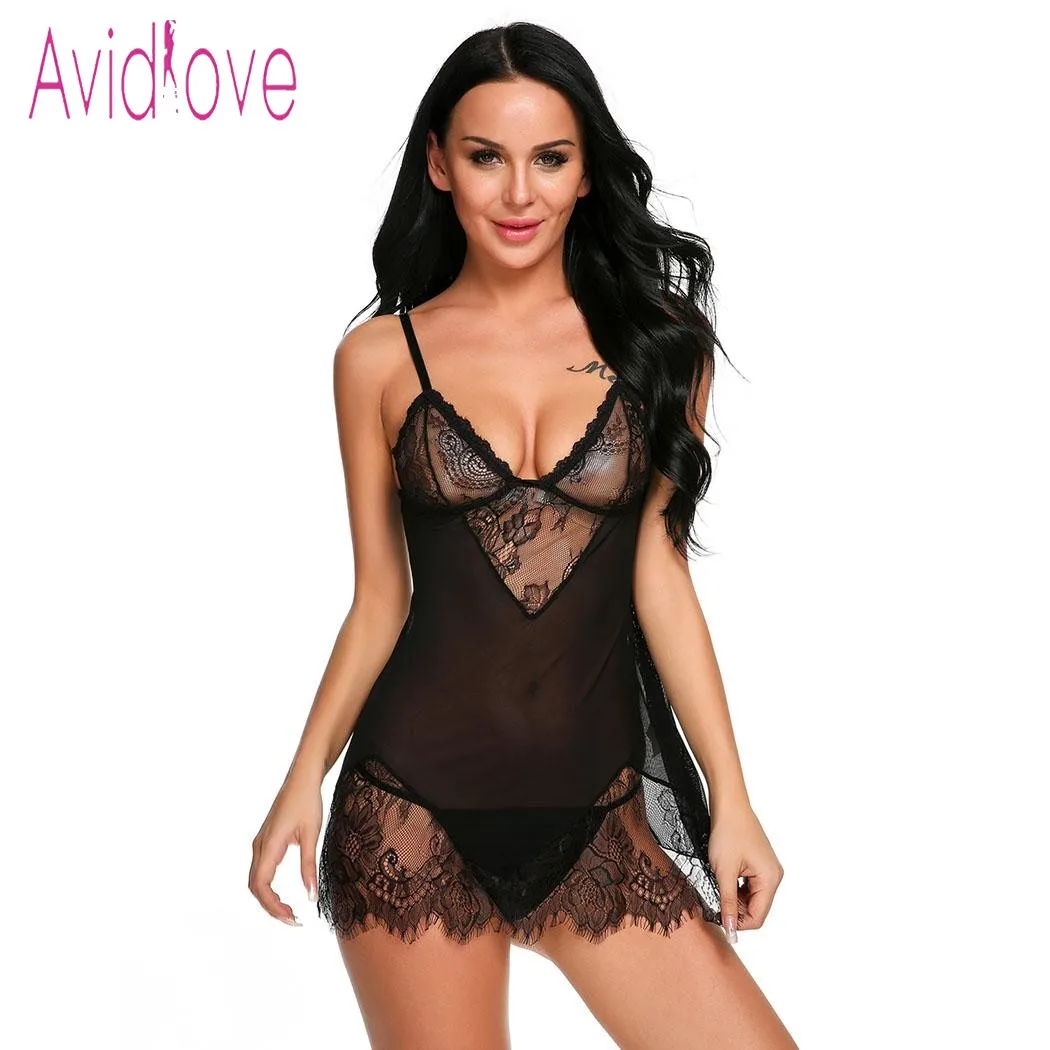Avidlove сексуальное прозрачное кружевное белье Babydoll платье Женский эротический