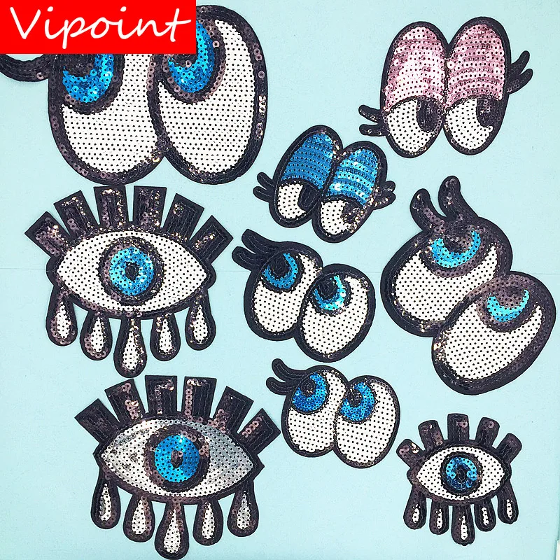 

VIPOINT embroidery sequins big eyes patches tears patches badges applique patches for clothing XW-161