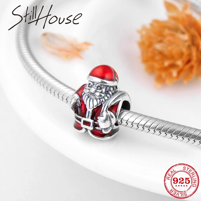 

Fashion Christmas gift kindly Santa Claus 925 Sterling Silver bead Fit Original Pandora Charm Bracelet Bangles Jewelry making