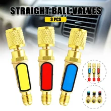 3 цвета R410A/R22 хладагент клапан AC зарядки шланги латунь прямые шаровые клапаны для холодильного коллектора манометры