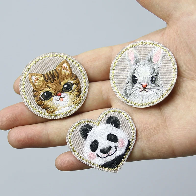 

1 PC Panda Cloth Sticker for Dress Hat Bag Cute Rabbit Patch Iron On Cat Patch