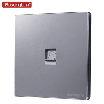 

Bcsongben 1 Gang Weak electricity class wall socket Silver gray Nordic simple style panel Telephone socket outlet J2-DH