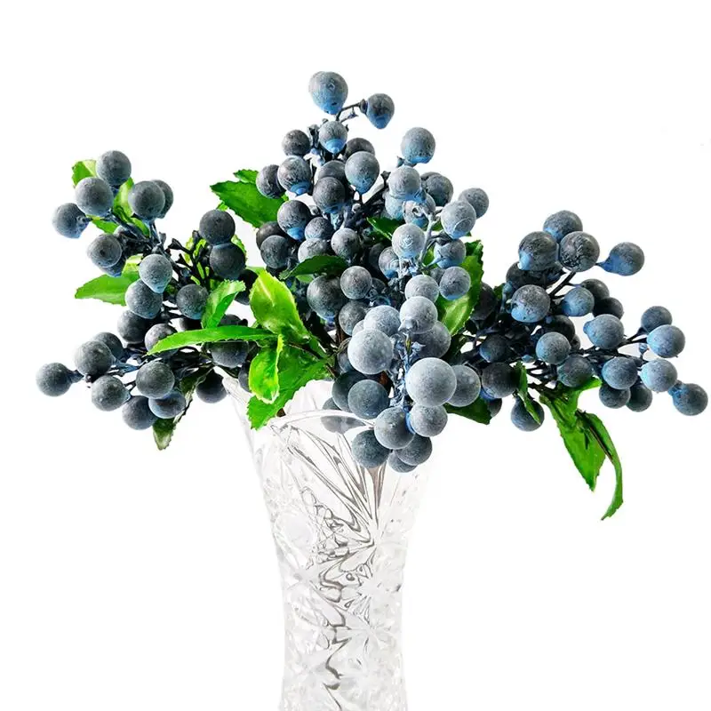 Искусственный реалистичный ягоды поддельные миниатюрные ягоды моделирование декоративное фруктовые Растения Орнамент красочный цветок - Цвет: Синий