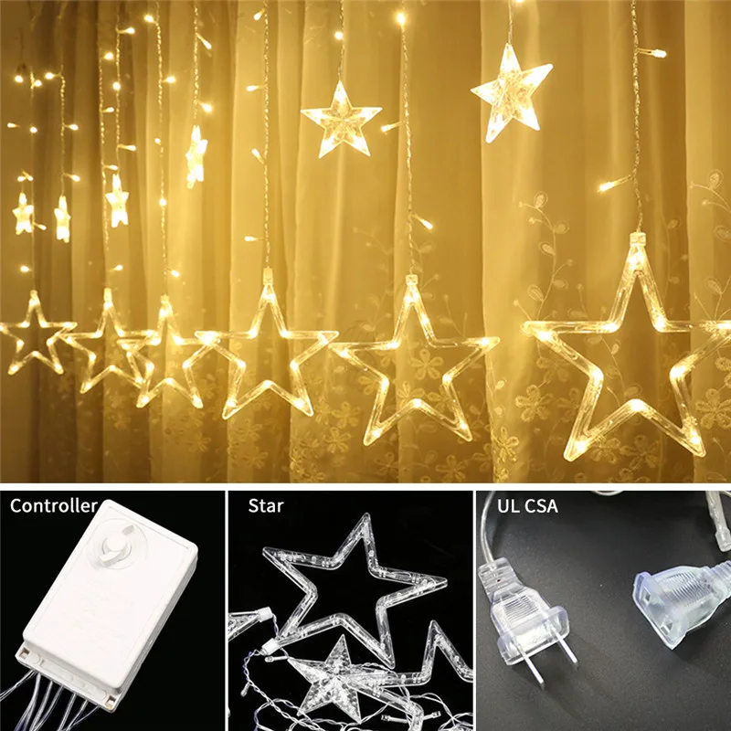 

LED String Light Holiday Lighting LED Fairy Star Curtain String Luminarias Garland Decoration Christmas Wedding Light 110V/220V