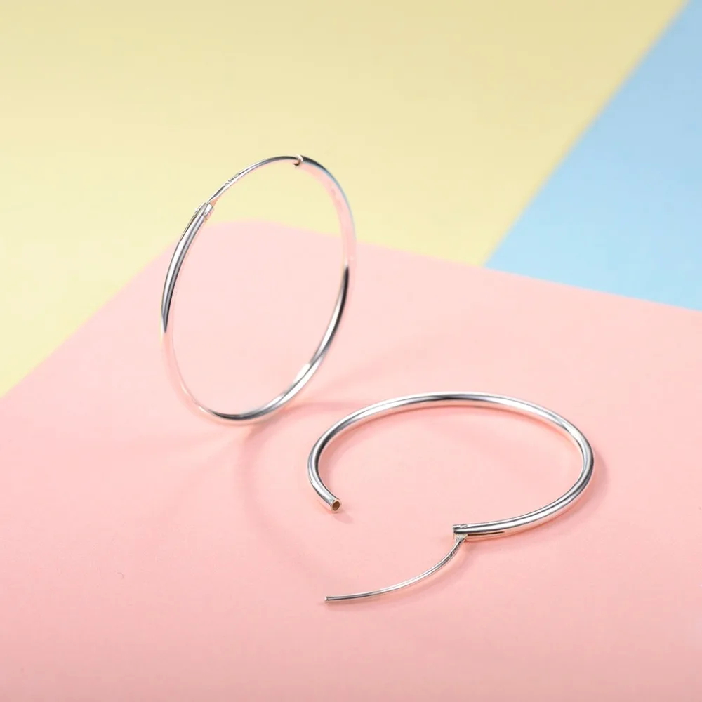 Silvercute 100% Настоящее серебро 925 пробы Серьги кольца 30 мм * розовое золото/золотистые