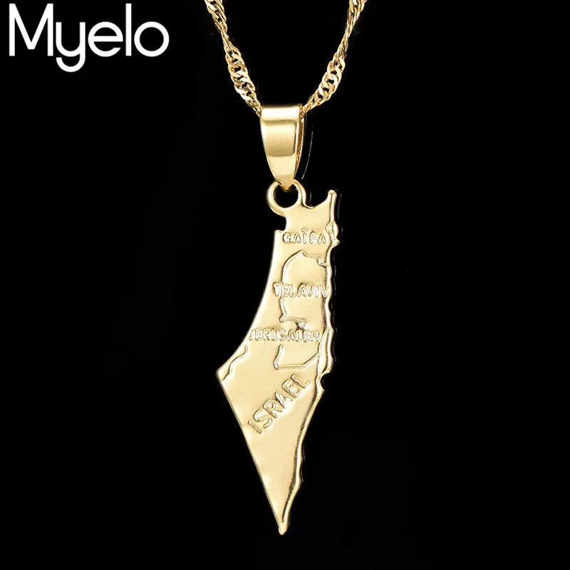 Myelo Country Map Necklaces Man Fashion Jewelry Israel Map Pendants