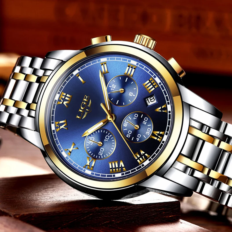  LIGE Fashion Brand Mens Watches Multifunction waterproof Quartz Watch men Military Sport Wristwatch