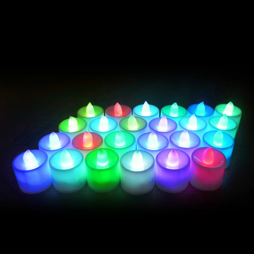 Creative LED Candle Light, Multicolor Lamp Simulation Color Flame Candles Light, Home Wedding Birthday Party Decor Night Light