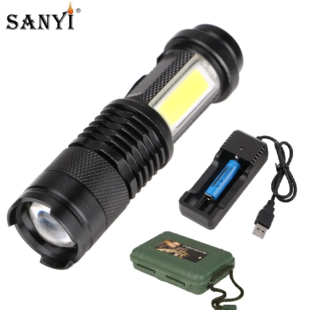 COB LED Flashlight XML T6 Tactical Mini Pocket Clip Torch Zoom Focus Flashlights Waterproof Outdoor Lighting AA 14500 | Лампы и