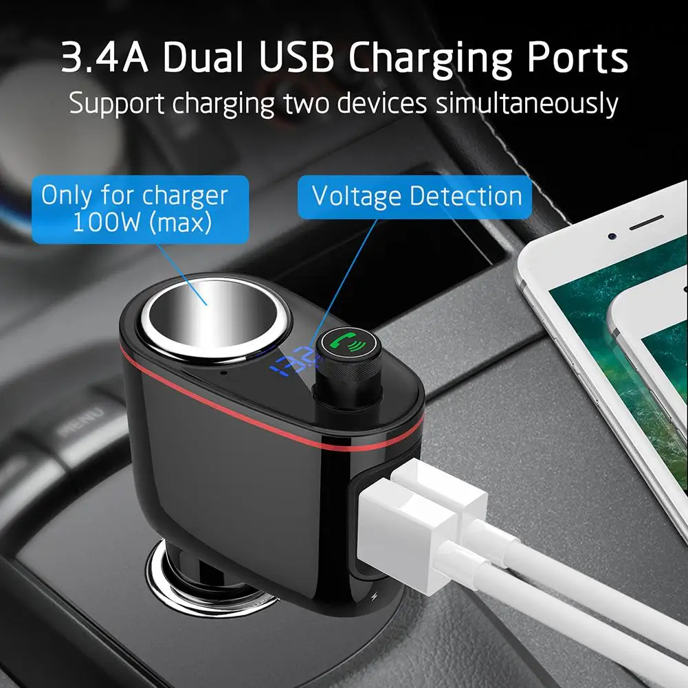

SUPER Multifunctional Bluetooth MP3 Player Dual USB Quick Charging Vehicle Car Charger