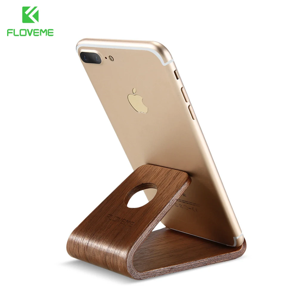 FLOVEME Wooden Phone Stand Holder For Apple iPhone X 8 7 6 5S Natural Wooden Stand