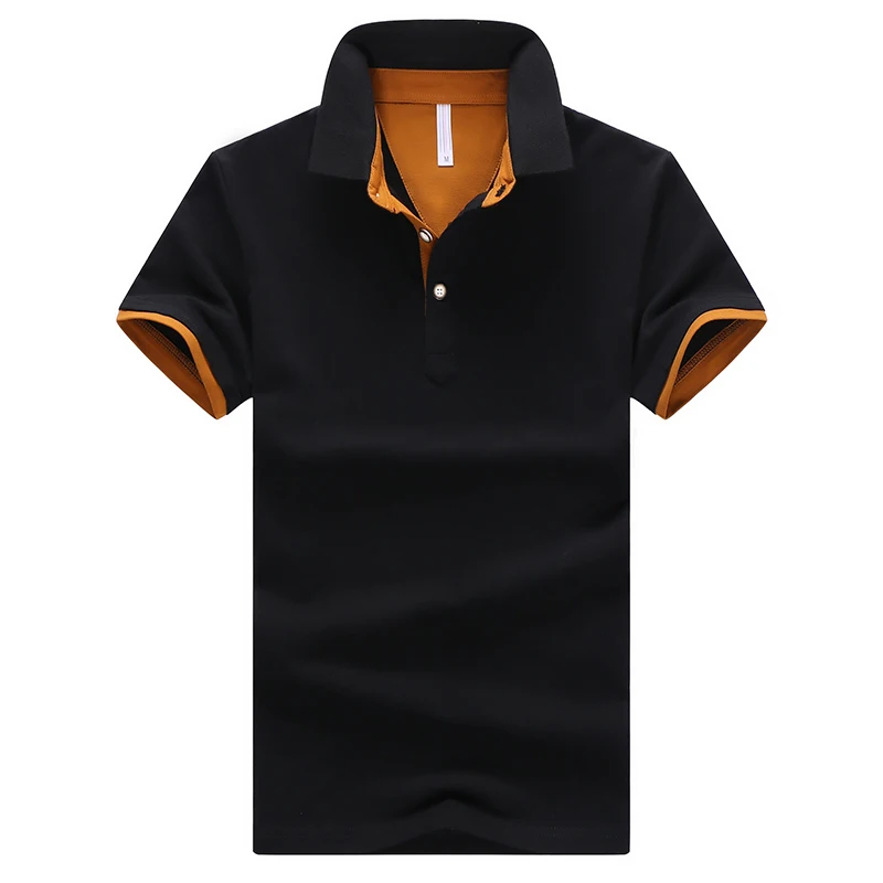 Мужские летние рубашки поло, мужские облегающие брендовые рубашки поло Camisa, брендовые хлопковые рубашки поло с коротким рукавом, мужские однотонные дышащие футболки 4964 - Цвет: Black-Coffee