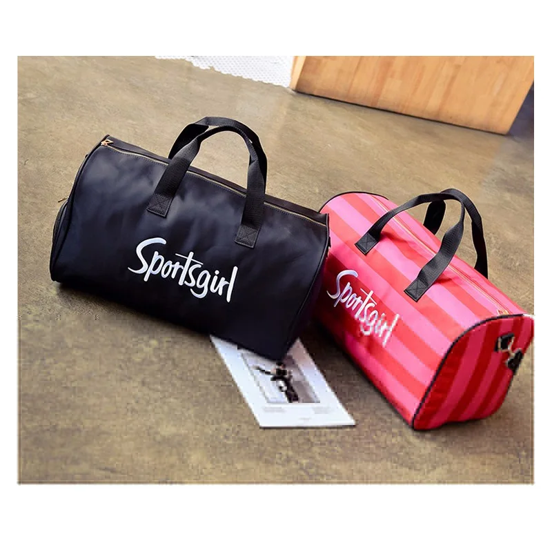 Популярная розовая сумка в полоску для девочек, нейлоновая пляжная сумка через плечо Victoria, большая Вместительная дорожная сумка для сна