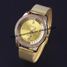 8165 Geneva часы высокие повседневные Звездные Кварцевые часы Женские металлические сетки сплава платье наручные часы, украшенные кристаллами