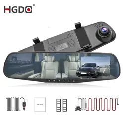 HGDO Двойной объектив зеркало заднего вида с видеорегистратором и камера 4.3 '' видеорегистраторы автомобильные зеркало видеорегистратор FHD