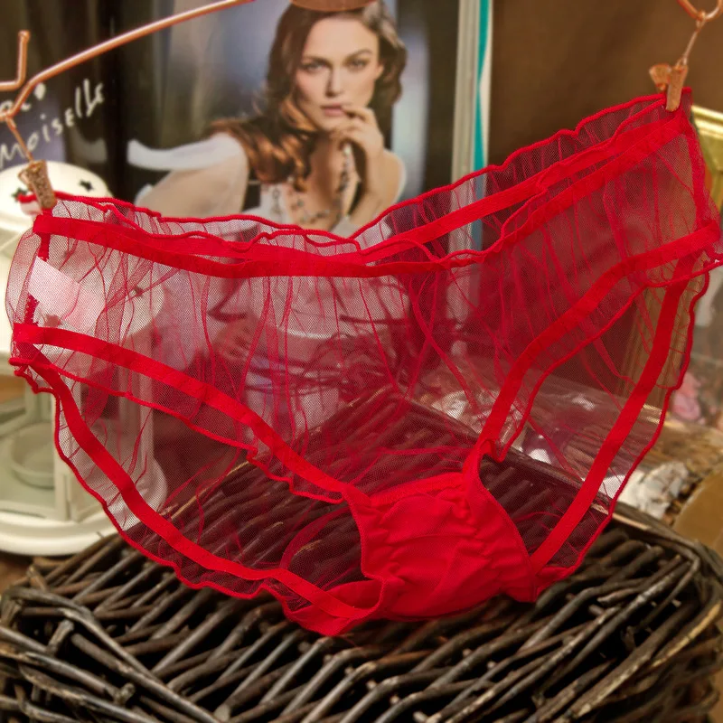 

3pcs/lot Hot Women Sexy red Panties Lace Thongs Ultra-thin mesh Transparent Bragas Mujer Womens Briefs Underwear Panties pink
