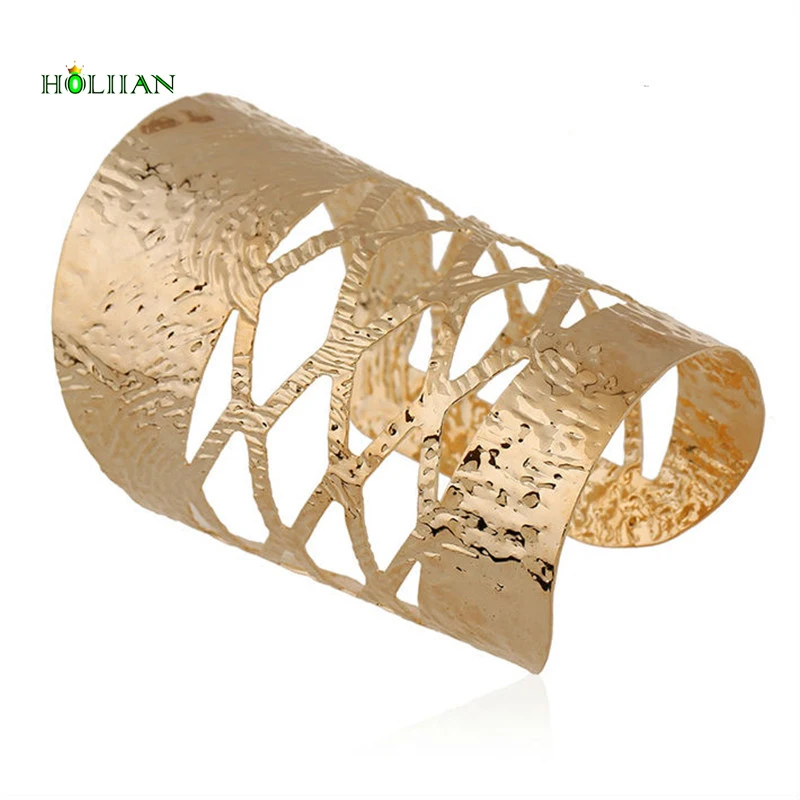

Hot women hollow Gold-color bracelet wide wrap geometric arm bangle cuff big modern fashion egyptian jewelry bijoux Indian hot