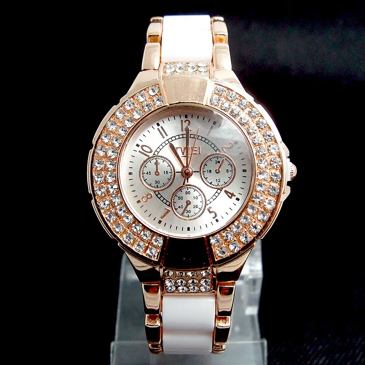 Popular Luxury Rose Gold Tone Watch Women Ladies Fashion Crystal Dress Quartz Wristwatches Relogio Feminino TW036