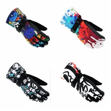 Спортивные водостойкие Утепленные зимние перчатки Снегоход Мотоцикл снег Scribble печатные градусы теплые зимние лыжные перчатки