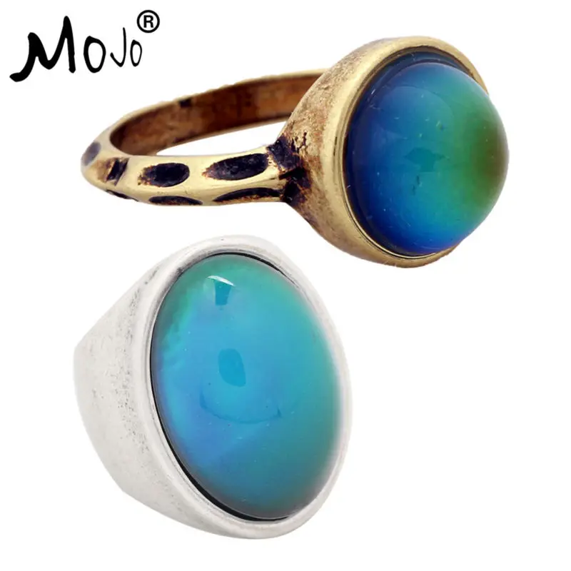 

2PCS Vintage Bohemia Retro Color Change Mood Ring Emotion Feeling Changeable Ring Temperature Control Ring for Women RG002-RS024