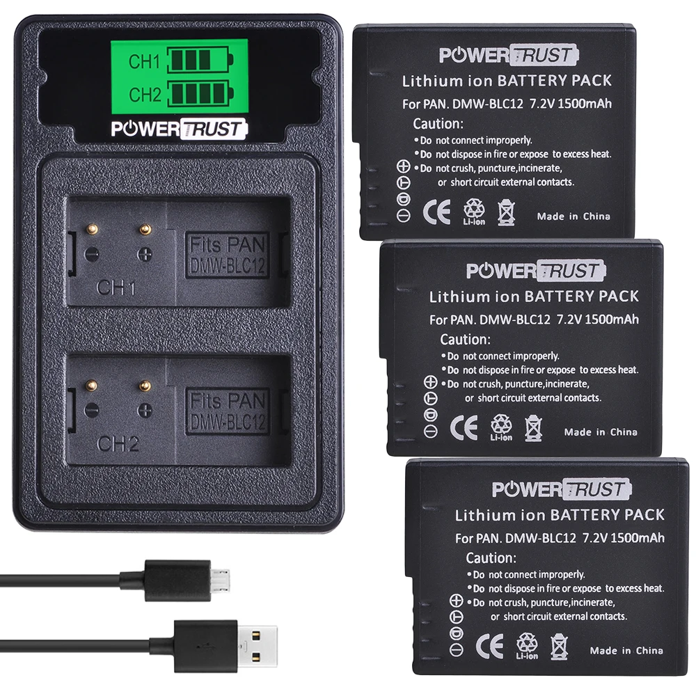 DMW-BLC12 DMW-BLC12E батарея akku+ ЖК Dual USB зарядное устройство с портом type C для Panasonic DMW-BLC12E DMW-BLC12PP FZ200 FZ1000 DMC-G5 - Цвет: Зеленый