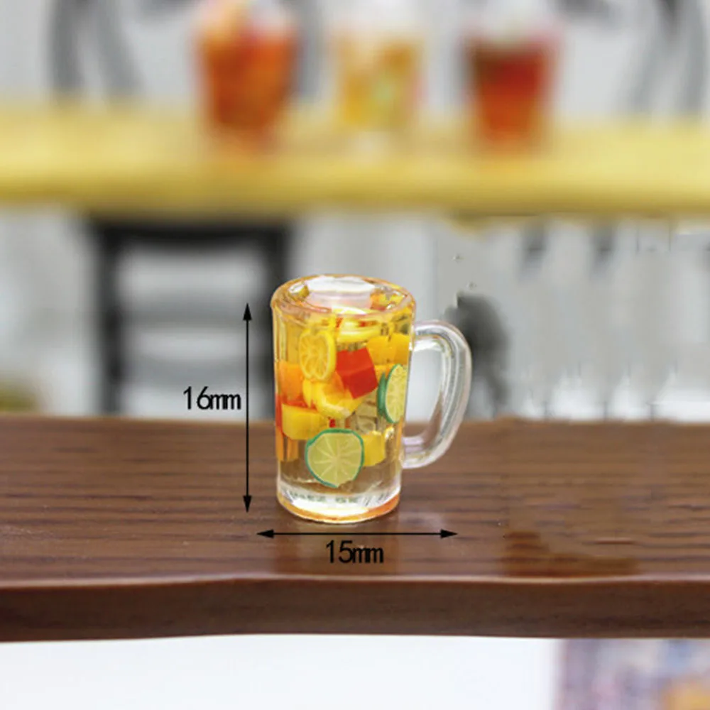 

1Pcs 1/12 Dollhouse Miniature Accessories Mini Resin Fruit Tea Cup Simulation Miniature Drinks Model Toy Doll House Decoration