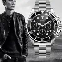 Sinobi Men's Quartz Watch Full Steel Waterproof Calendar Luxury Rolexable Chronograph Man Business Wrist Watch Relogio Masculino