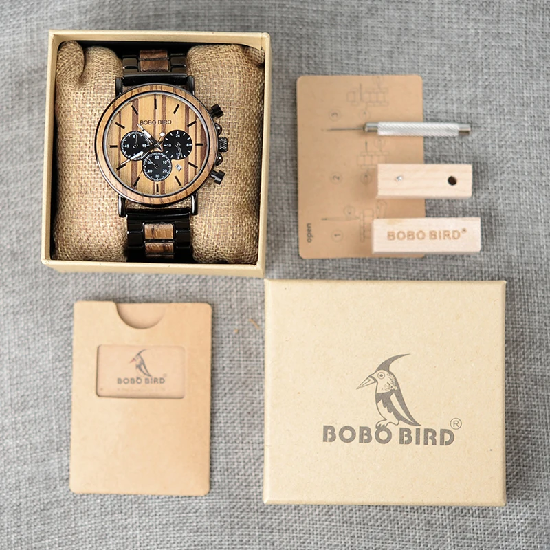 BOBO BIRD Wooden Men Watch Relogio Masculino Luminous Luxury Top Brand Chronograph Watches erkek kol saati Drop Shipping