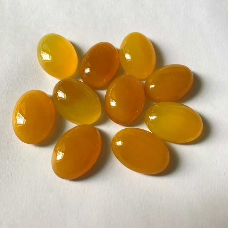 

AA Quality Natural Yellow Carnelian Agate Cabochons Oval 18x25mm CAB Semi precious stone Jewelry Cabochon Ring Face 10pcs/lot